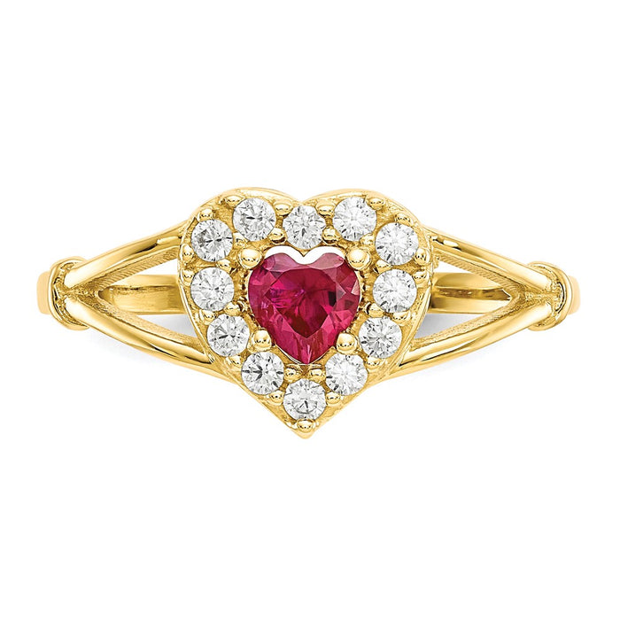 Shop Exclusive 10K Red & White Cubic Zirconia Heart-Shaped Ring | Stylish Value-4