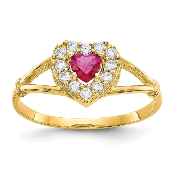 Shop Exclusive 10K Red & White Cubic Zirconia Heart-Shaped Ring | Stylish Value-1