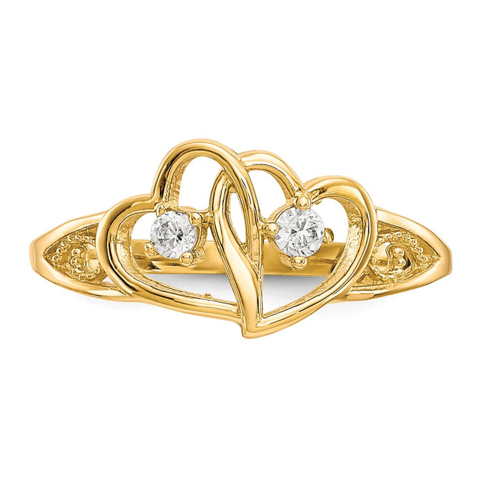 Buy Stylish 10K Double Heart CZ Engagement Ring | Affordable Elegance-4