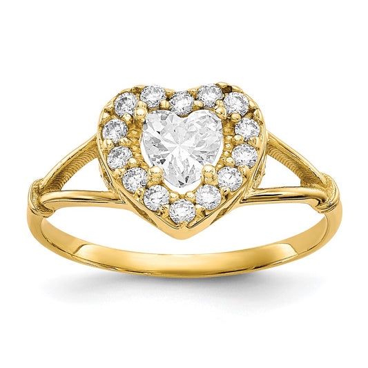 Shop Stylish 10K Gold Heart-Shaped CZ Ring - Affordable Luxury Jewelry