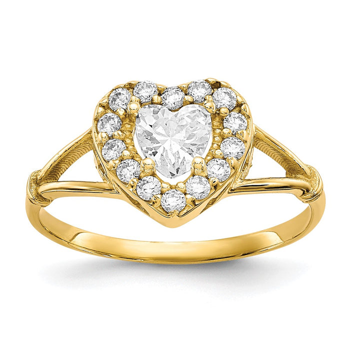 Shop Stylish 10K Gold Heart-Shaped CZ Ring - Affordable Luxury Jewelry-1