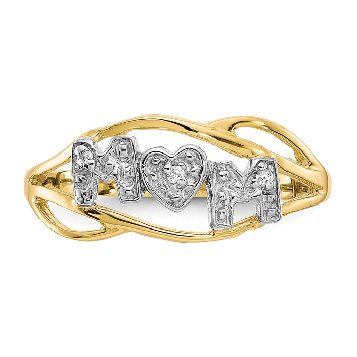 Buy Stylish 10K Gold Rhodium-Plated CZ Mom Ring - Affordable Luxury Jewelry-4
