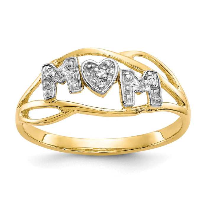 Buy Stylish 10K Gold Rhodium-Plated CZ Mom Ring - Affordable Luxury Jewelry-1