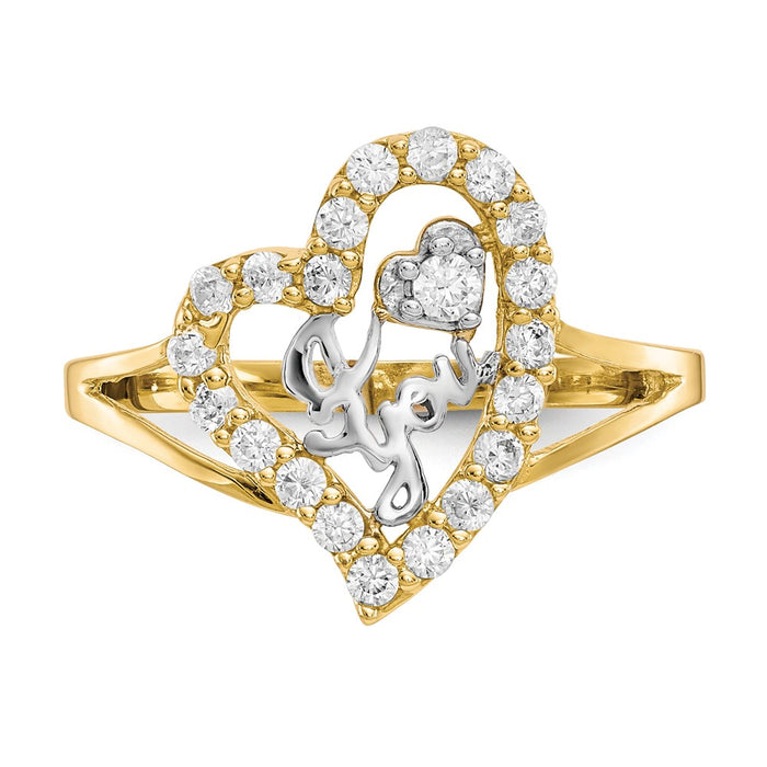 Order Stylish 10K White Rhodium-Plated "I LOVE YOU" CZ Heart Ring | Affordable Luxury-5