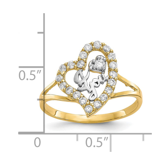 Order Stylish 10K White Rhodium-Plated "I LOVE YOU" CZ Heart Ring | Affordable Luxury-3
