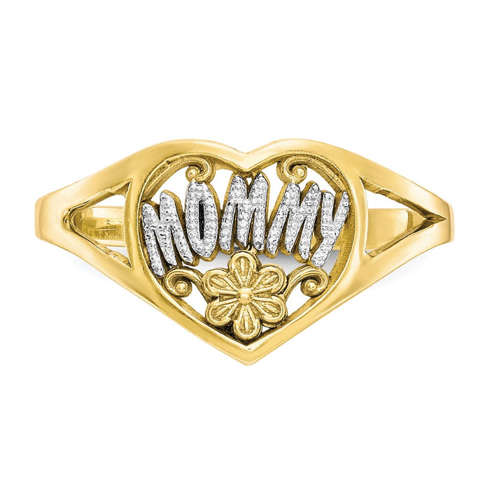Shop Exclusive 10K Gold Rhodium-Plated Mommy Heart Ring - Stylish Design-5