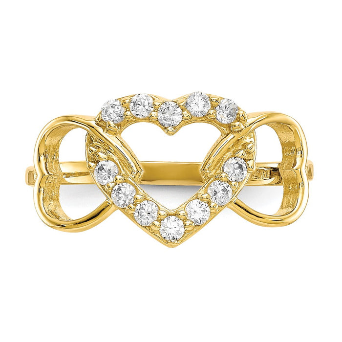 Exclusive 10K Gold Heart-Shaped CZ Ring | Stylish & Affordable Jewelry-4
