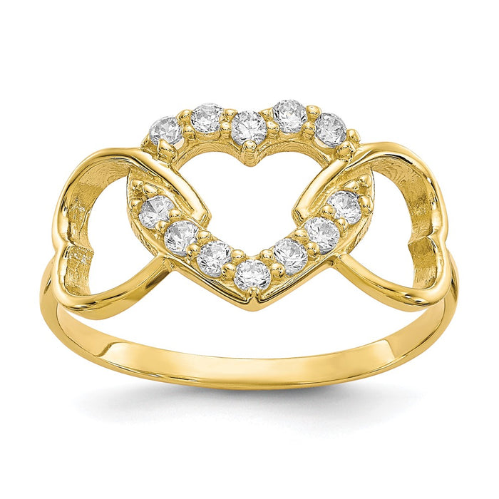 Exclusive 10K Gold Heart-Shaped CZ Ring | Stylish & Affordable Jewelry-1