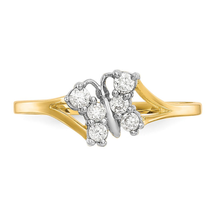 Buy 10K Gold Rhodium-Plated CZ Butterfly Ring | Stylish & Affordable Jewelry-4