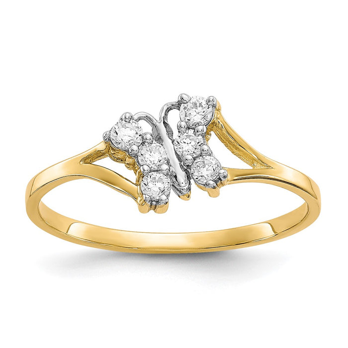 Buy 10K Gold Rhodium-Plated CZ Butterfly Ring | Stylish & Affordable Jewelry-1