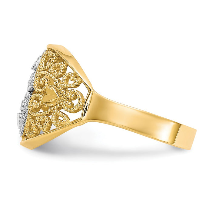 Shop Stylish 10K Gold Rhodium-Plated Filigree Heart Ring - Affordable Luxury!-4
