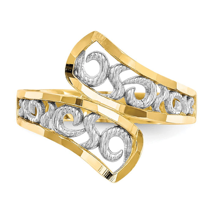 High-Quality 10K Gold & Rhodium Filigree Ring - Stylish & Affordable Elegance-5