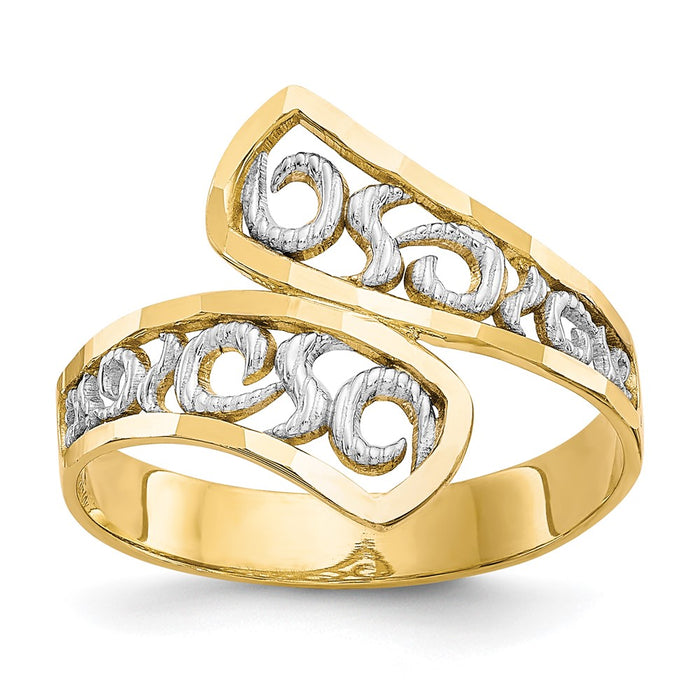 High-Quality 10K Gold & Rhodium Filigree Ring - Stylish & Affordable Elegance-1
