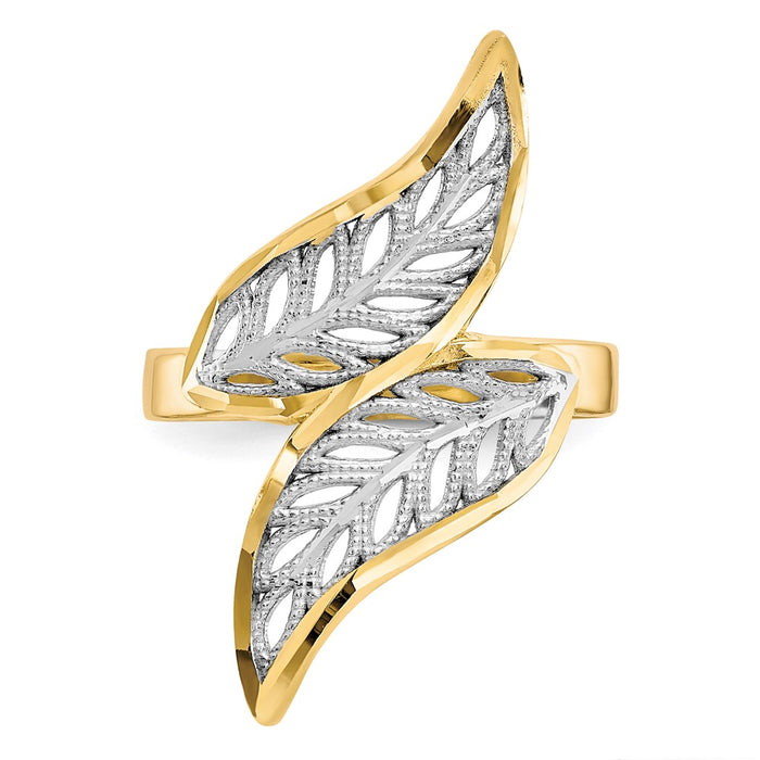 Shop Exclusive 10K Rhodium-Plated Diamond-Cut Filigree Ring - Stylish Design-5