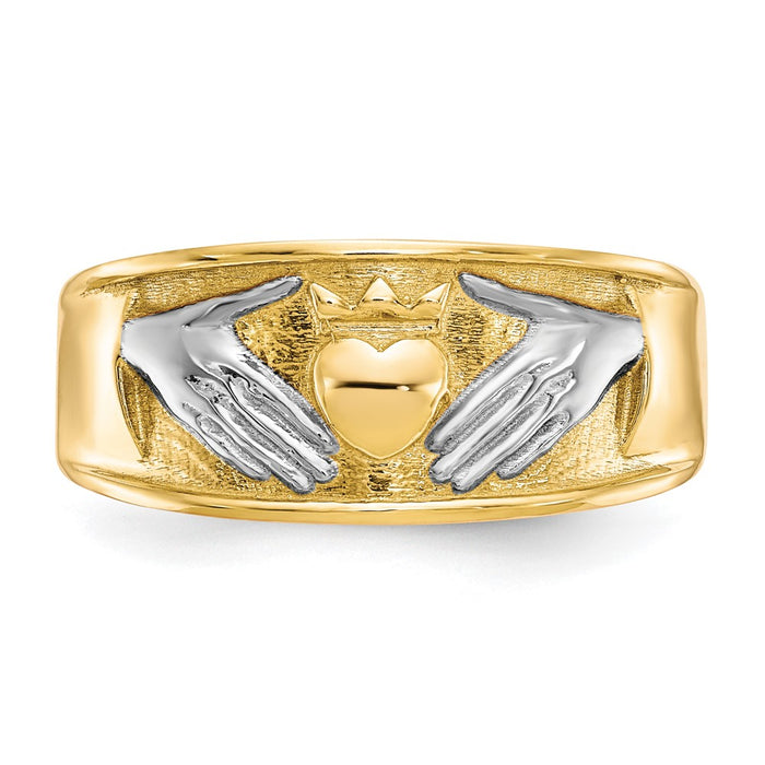 Buy Stylish 10K Gold & Rhodium Men's Claddagh Ring - Affordable Luxury!-4