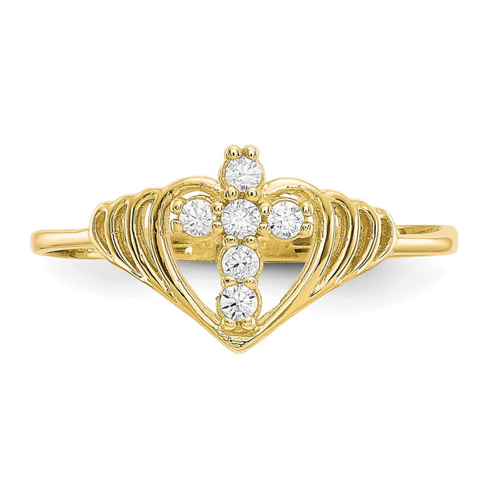 Shop Exclusive 10K Gold CZ Cross Ring - Stylish Design, Affordable Luxury-4