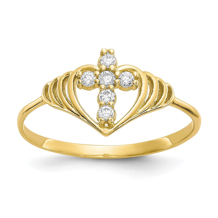 Shop Exclusive 10K Gold CZ Cross Ring - Stylish Design, Affordable Luxury-1
