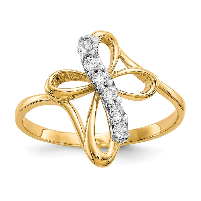 Buy Stylish 10K Gold CZ Cross Ring - Luxury Design, Affordable Price-1