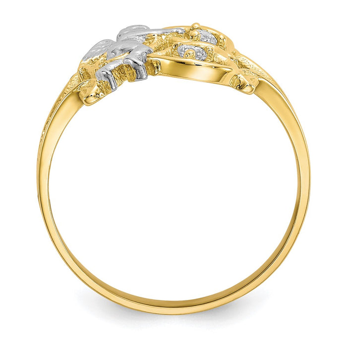 Exclusive 10K Gold & Rhodium-Plated CZ Angel Ring - Stylish Heart Accents-2