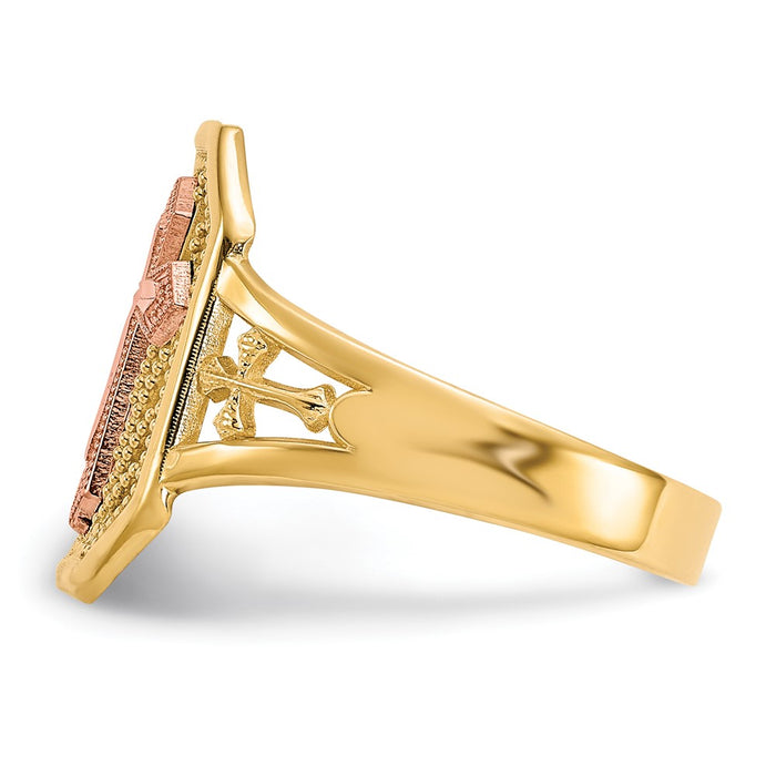Exclusive 10K Two-Tone Filigree Cross Ring - Stylish & Affordable Jewelry-3