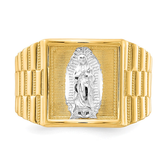 Order 10K Gold & Rhodium Men's Our Lady of Guadalupe Ring - Stylish Value Piece-4