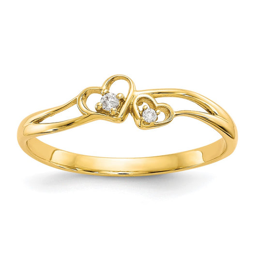 Buy Stylish 10K Gold Double Heart CZ Ring | Affordable Luxury Jewelry