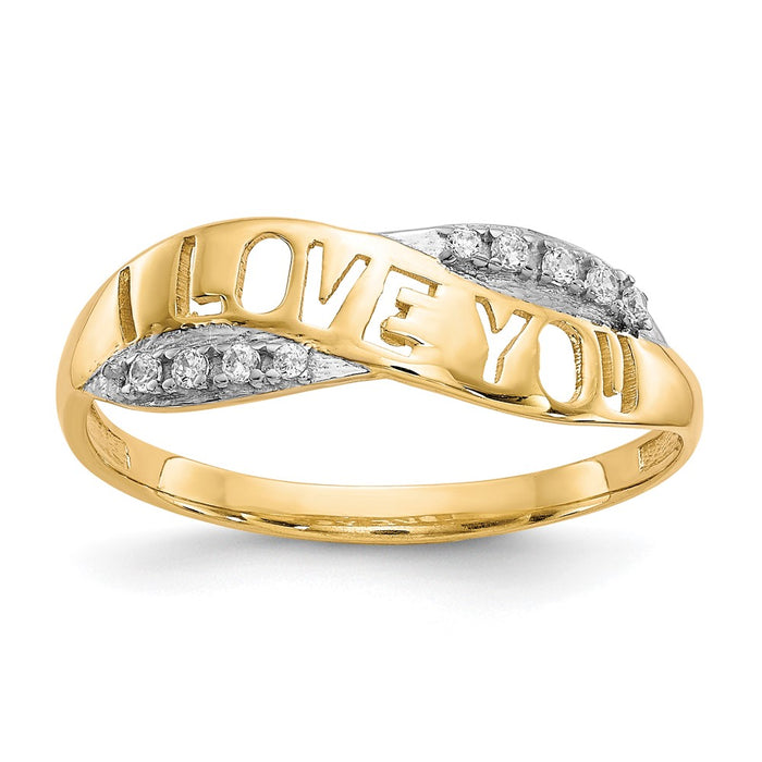 Shop Exclusive 10K Rhodium-Plated CZ "I LOVE YOU" Ring - Stylish & Affordable!-1