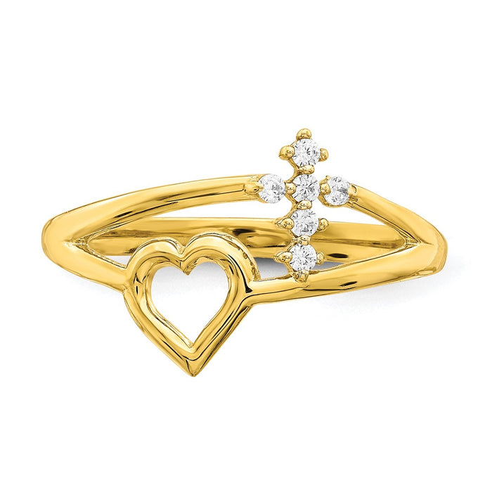 Buy Stylish 10K Gold Heart & Cross CZ Ring - Affordable Luxury for You-4
