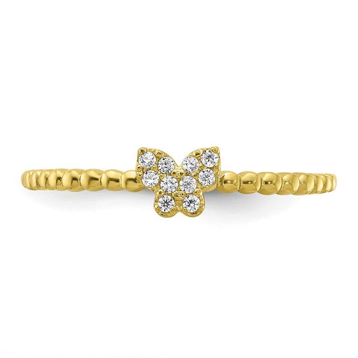 Shop 10K Gold Butterfly Ring with CZ Stones - Stylish & Affordable Luxury!-4