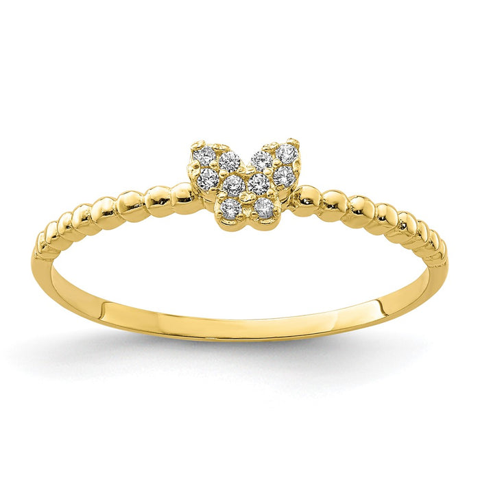 Shop 10K Gold Butterfly Ring with CZ Stones - Stylish & Affordable Luxury!-1