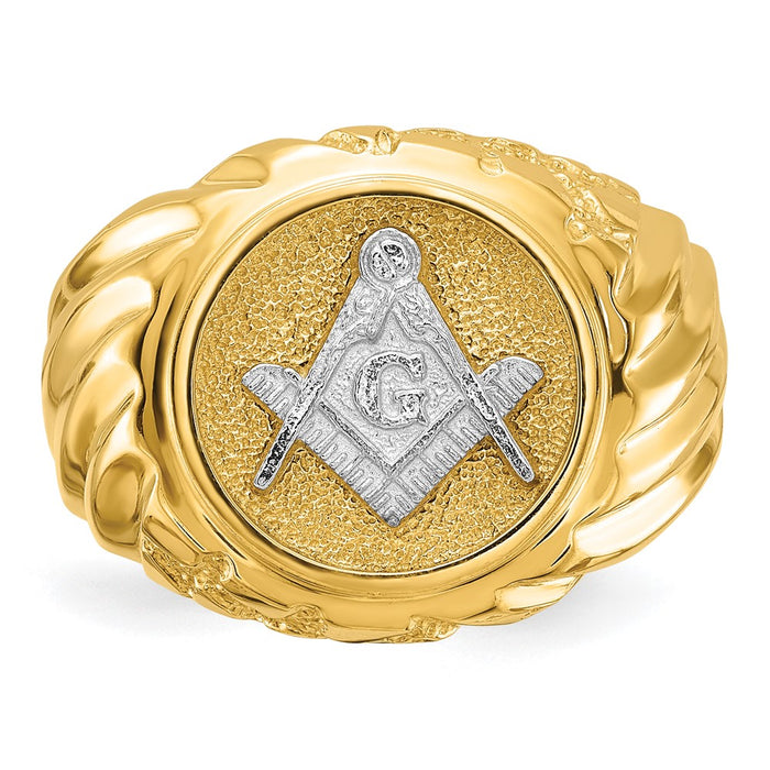 High-Quality 10K Two-Tone Masonic Ring for Men - Stylish & Polished Design-4