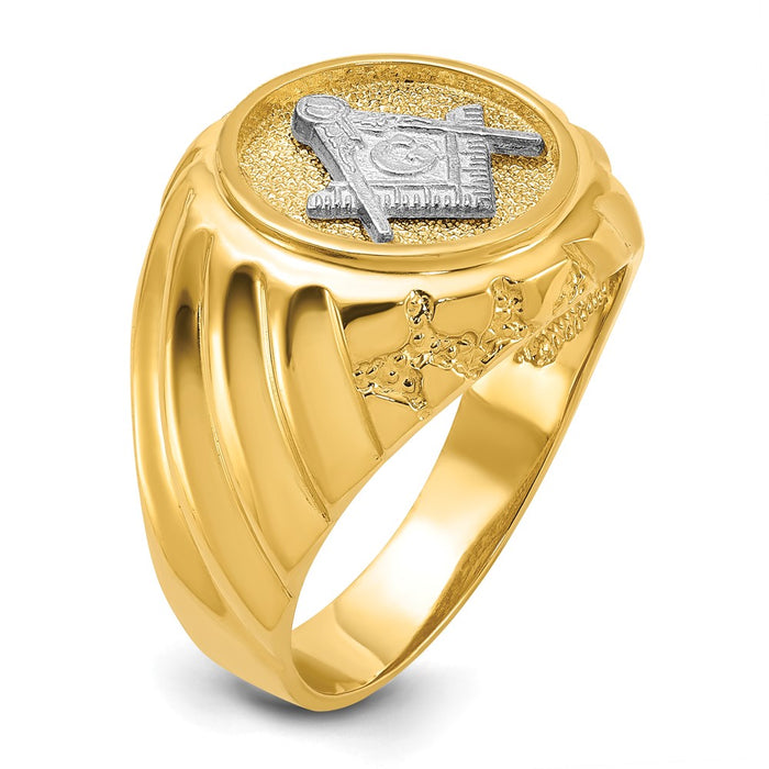 High-Quality 10K Two-Tone Masonic Ring for Men - Stylish & Polished Design-7
