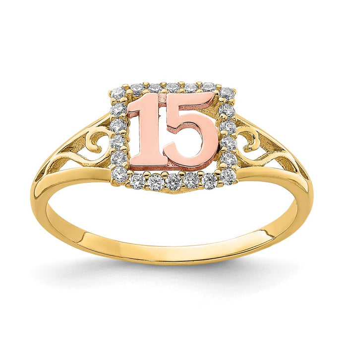 Buy Stylish 10K Two-Tone Cubic Zirconia Ring - Affordable Luxury at 15mm!-1