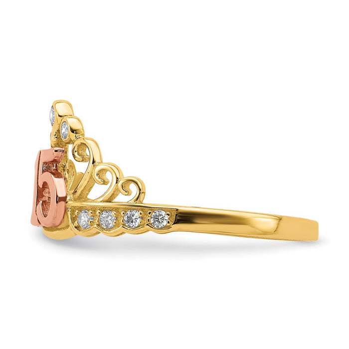 Buy Exclusive 10K Two-Tone Crown Ring with Cubic Zirconia - Stylish Value!-4