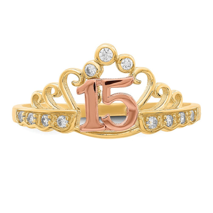 Buy Exclusive 10K Two-Tone Crown Ring with Cubic Zirconia - Stylish Value!-5