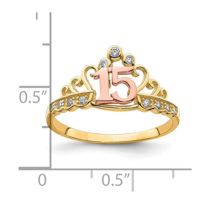 Buy Exclusive 10K Two-Tone Crown Ring with Cubic Zirconia - Stylish Value!-3