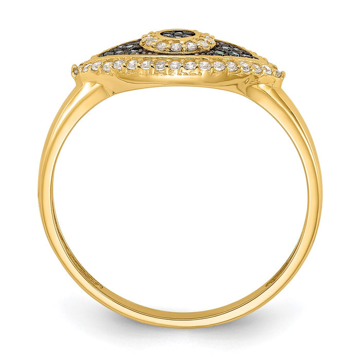 Buy Exclusive 10K Polished Evil Eye Ring with Blue & White Cubic Zirconia-2