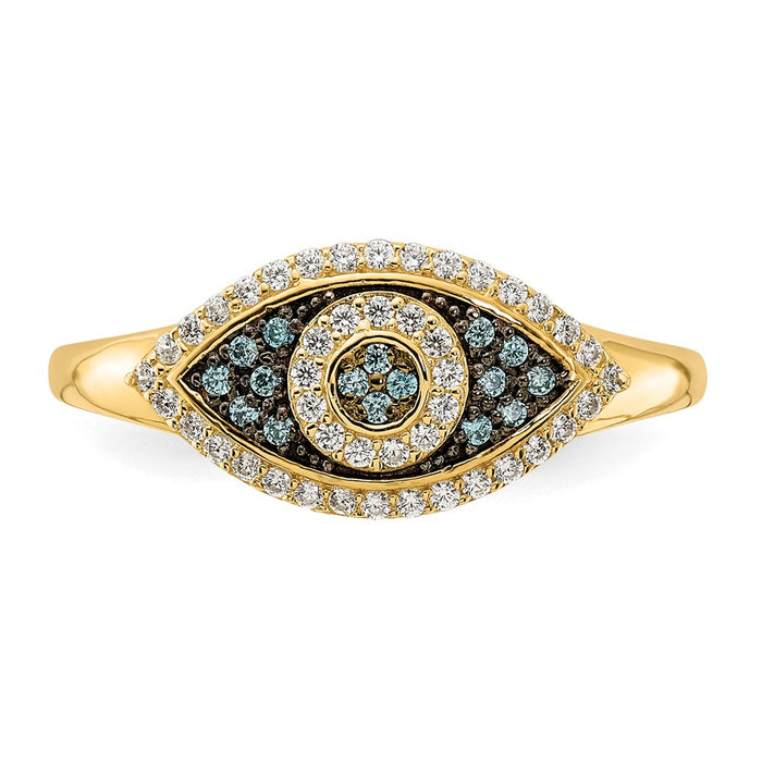 Buy Exclusive 10K Polished Evil Eye Ring with Blue & White Cubic Zirconia-4