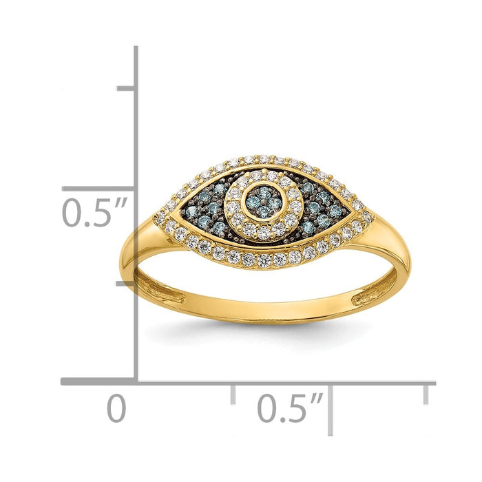 Buy Exclusive 10K Polished Evil Eye Ring with Blue & White Cubic Zirconia-5