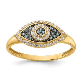 Buy Exclusive 10K Polished Evil Eye Ring with Blue & White Cubic Zirconia
