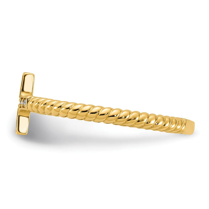 Shop Stylish 10K Polished Cross Ring with Cubic Zirconia - Affordable Luxury-3