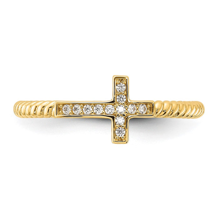 Shop Stylish 10K Polished Cross Ring with Cubic Zirconia - Affordable Luxury-4