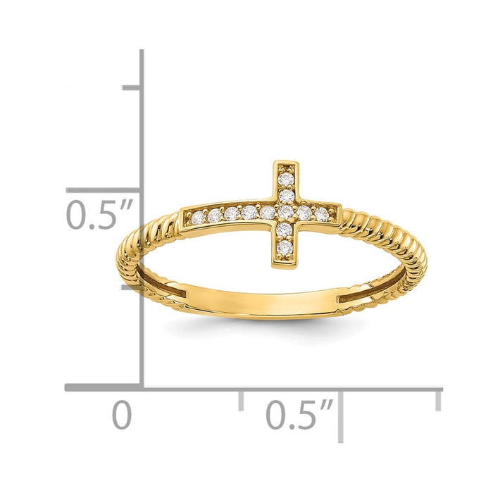 Shop Stylish 10K Polished Cross Ring with Cubic Zirconia - Affordable Luxury-5