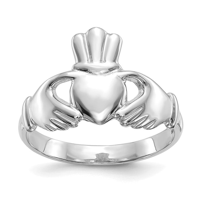 High-quality 10K Polished White Gold Claddagh Ring - Stylish & Affordable Design-1