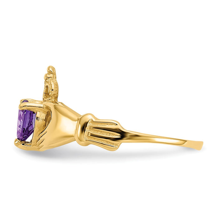 Buy 10K Gold Claddagh Heart Ring with Amethyst - Stylish February Birthstone Jewelry-3