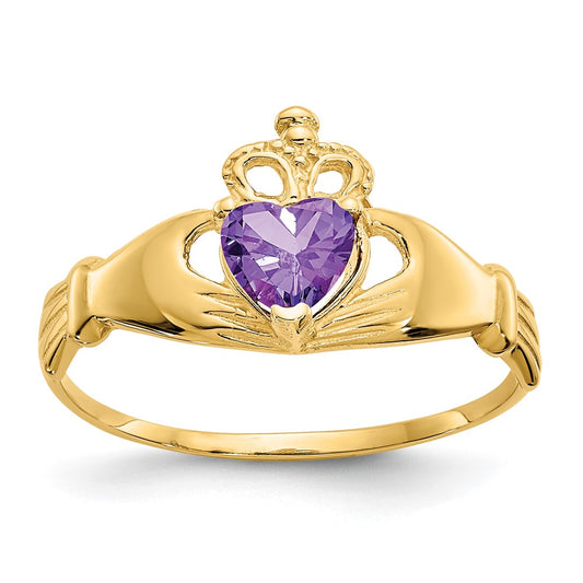 Buy 10K Gold Claddagh Heart Ring with Amethyst - Stylish February Birthstone Jewelry