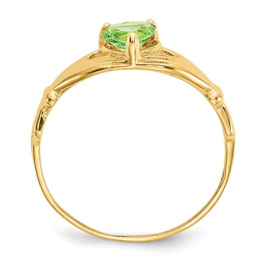Shop Exclusive 10K Gold Claddagh Heart Ring with Peridot - Stylish Value!