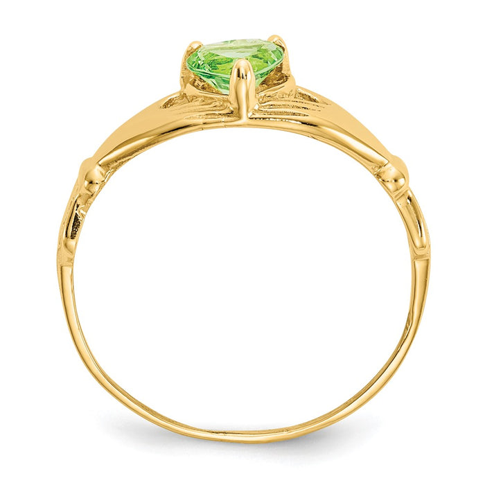 Shop Exclusive 10K Gold Claddagh Heart Ring with Peridot - Stylish Value!-2