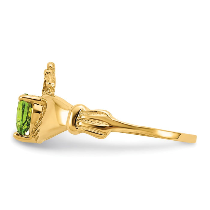 Shop Exclusive 10K Gold Claddagh Heart Ring with Peridot - Stylish Value!-3