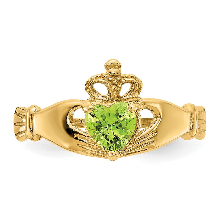 Shop Exclusive 10K Gold Claddagh Heart Ring with Peridot - Stylish Value!-4